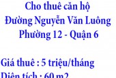 Cho thuê căn hộ ở Đường Nguyễn Văn Luông, Phường 12, Quận 6, Hồ Chí Minh