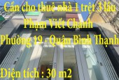 Cần cho thuê nhà 1 trệt 3 lầu nằm ở Phạm Viết Chánh, Phường 19, Quận Bình Thạnh – Tp HCM