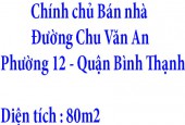 Chính chủ Bán nhà hẻm xe ba gác đường Chu Văn An, Phường 12, Quận Bình Thạnh