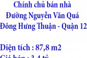 Chính chủ bán nhà Đường Nguyễn Văn Quá, Phường Đông Hưng Thuận, Quận 12