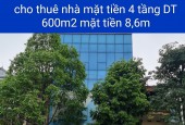 cho thuê nhà mặt phố 4 tầng DT 600m2, mặt tiền 8,6m đường Quang Trung, Hà Đông, Hà Nội